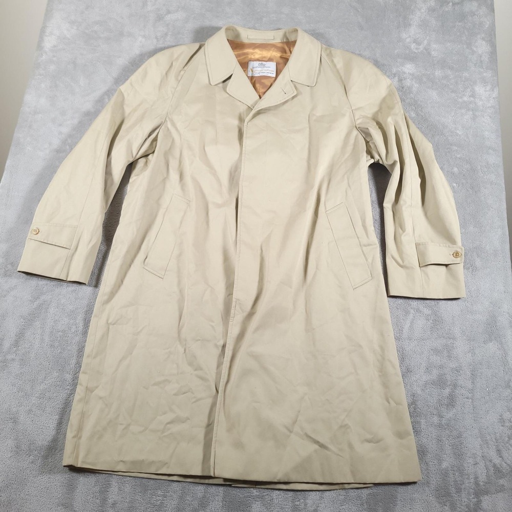 Aquascutum Coat Mens 44 Beige Aqua 5 Trench Raincoat Made in England Vintage